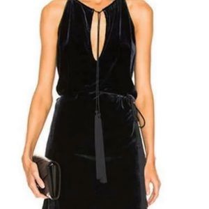 Nili Lotan, 100%silk dress. Tassels drawstring at neck. String belt w/tassels